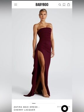 NWT babyboo Zafira Maxi Dress in Deep Red Cherry Lacquer Burgundy Maroon Large